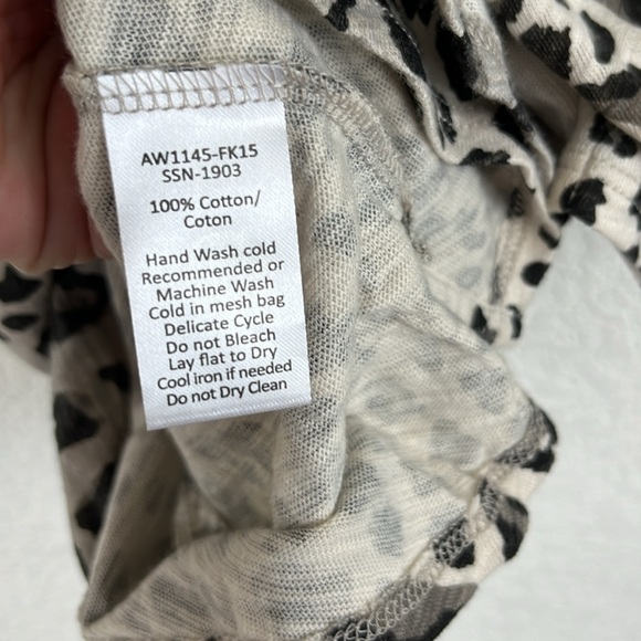 ATM Anthony Thomas Melillo Gray Black Leopard Print Schoolboy Crew T-shirt - Picture 8 of 9